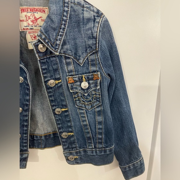 True Religion Denim Jean Jimmy Jacket Medium Wash Children’s XS Button Closure - Picture 2 of 6